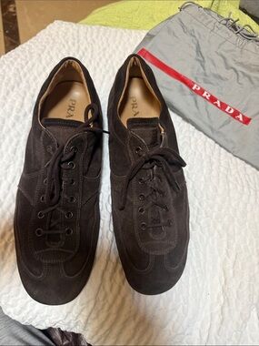 Prada Men’s Brown Suede Lace-Up  Montecarlo (Original) Sneakers